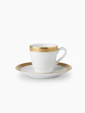 50s Richard Ginori Italy White & Gold Greek Key Espresso Cup and Saucer Set